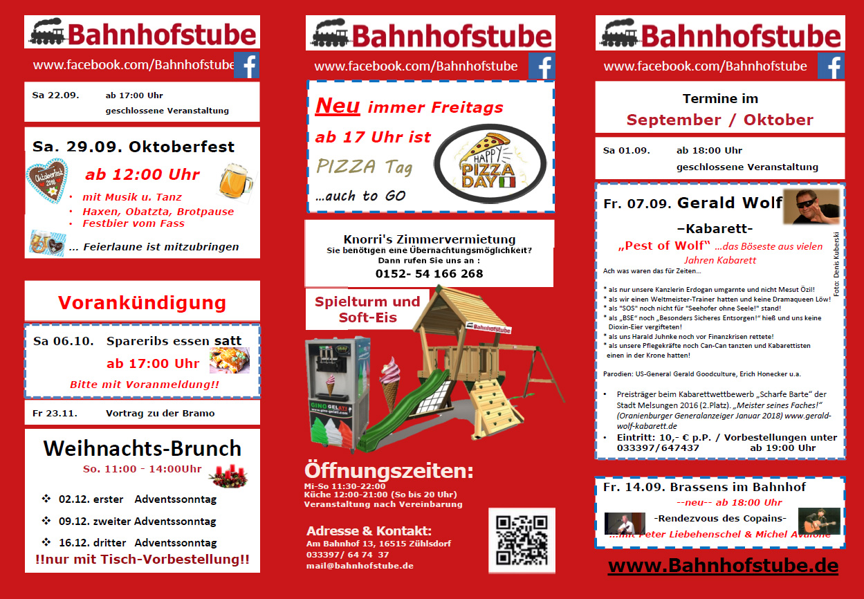 Veranstaltungsplan Bahnhofstrasse flyer oktober september 2018